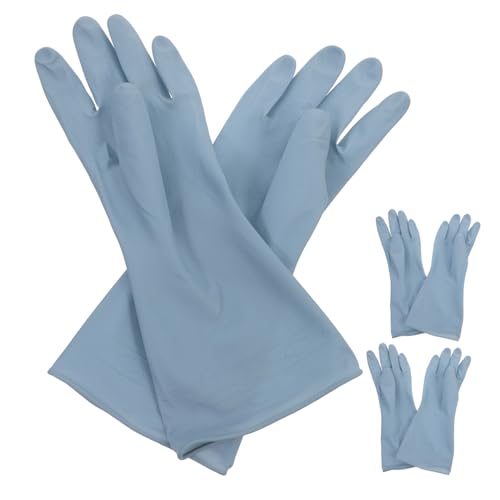 EPIGEIST 3 Paare Wiederverwendbare Wasserdichte Reinigungshandschuhe PVC Dünne Blaue Haushalts Handschuhe S Leichte Praktische Waschhandschuhe für Geschirr und Putzen von EPIGEIST