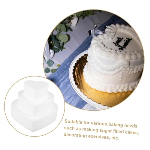 EPIGEIST 3 Stück Herzförmige Schaumstoff Kuchenmodelle Wiederverwendbar Glatte Oberfläche Backen Übungs Dummies Dekoration Hochzeit Tortendeko von EPIGEIST