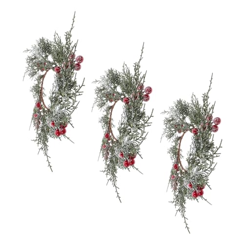 EPIGEIST 3 Stück Kerzenringe mit Künstlichen Roten Beeren Weihnachtskranz für Stumpenkerzen Wiederverwendbarer Kleiner Fensterkranz für Tisch Türdekoration bei Hochzeit und Festen von EPIGEIST