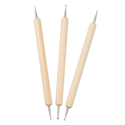 EPIGEIST 3 Stück Teiliges Ball-Stylus-Set mit Holzgriff und Edelstahlkugel Prägestift Werkzeug für Modellierung und Bastelprojekte zum Prägen Muster Gestalten und Skulpturen Formen von EPIGEIST