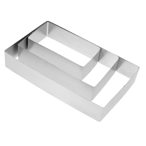 EPIGEIST 3 Stück Teiliges Edelstahl Mousse Rings Set Rechteckige Tortenringe Backform für Kuchen Käse Kekse und Tiramisu Hitzebeständig Leicht zu Reinigen Vielseitig für Backen und von EPIGEIST