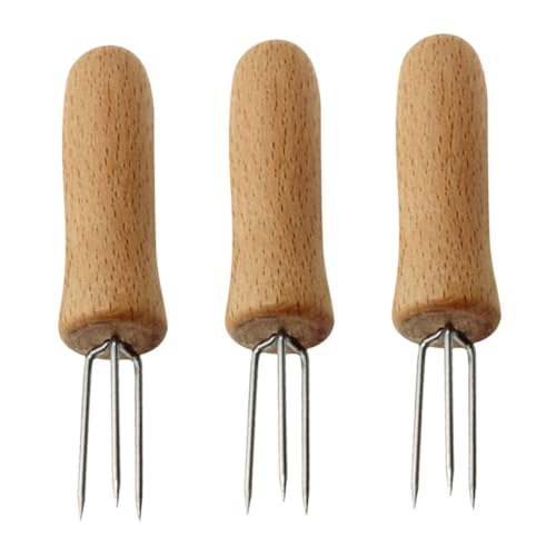 EPIGEIST 3 Stück Teiliges Maisgabeln mit Holzgriff Robuste Spieße für Obst Snacks und Gemüse für Grillen und Partys von EPIGEIST