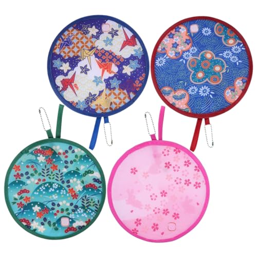 EPIGEIST 4 Stück Faltbare Rundfächer Cartoon Leichtgewichtige Handfächer für Sommerkühlung Festival Hochzeit Partydekorationen Reiseaccessoire von EPIGEIST