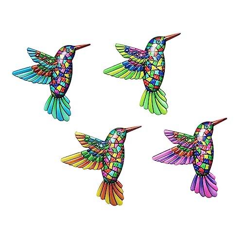 EPIGEIST 4 Stück Hummingbird Wanddeko Teilig Bunt Handgefertigt Farbenfrohe Gartendeko Balkon Wohnzimmer Wandhängeverzierung Lebendige Vogelskulptur Moderne Hausdekoration von EPIGEIST