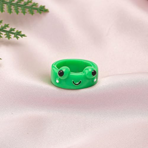 EPIGEIST 4 Stück Niedliche Frosch Fingerringe aus Leichtem Material Kindgerecht und Sicher Dekorative Tierringe für Detailreiche Harzverarbeitung als Geschenk und Alltagsaccessoire von EPIGEIST