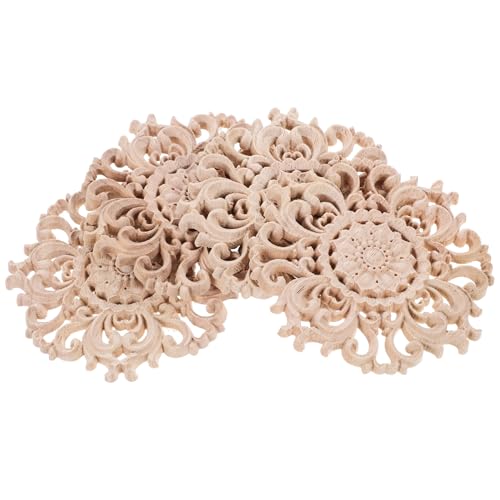 EPIGEIST 4 Stück Teiliges Geschnitzte Holzapplikationen Robuste Möbelverzierung Elegante Vintage holzornamente für Bett Tür Schrank Vielseitige Deko für Wohn Schlafzimmer von EPIGEIST