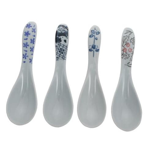EPIGEIST 4 Stück Teiliges Keramik Suppenlöffel mit Kurzem Griff Langlebig und Robust zum Reis und Breiessen Klassisches Design für Küche und Esszimmer Vielfältig Einsetzbar von EPIGEIST