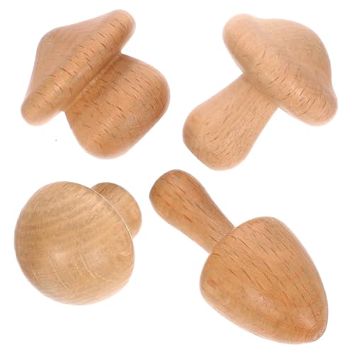 EPIGEIST 4 Stück Teiliges Pilz wandhaken aus Buche Nagelfreie Holz deko Kreative Wandaufhängung für Mäntel Hüte Handtücher Vielseitig für Flur Bad Schlafzimmer Modernes Minimalistisches von EPIGEIST