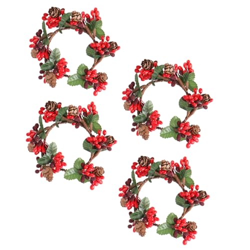 EPIGEIST 4 Stück Teiliges Rotes Beeren Girlanden Handgefertigt Künstliche Weihnachtsbeeren DIY Dekoration für Kerzenhalter Festliche Weihnachtsdeko für Fenster Türen und Tische von EPIGEIST