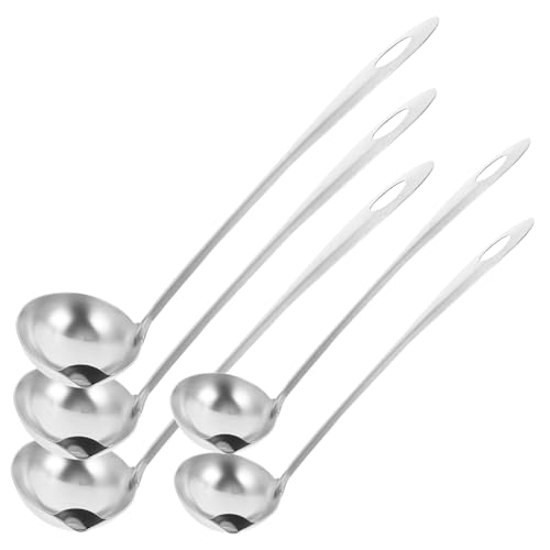 EPIGEIST 5 Stück Edelstahl Öltrenner Löffel Teiliges mit Langem Griff Fettabscheider Suppenkelle für Soßen und Suppen Spülmaschinenfest Ergonomisch Küchenutensil für Gesundes Kochen und von EPIGEIST