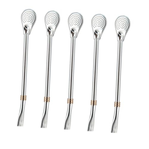EPIGEIST 5 Stück Teiliges Swizzle Sticks mit Sieb und Rührfunktion Rostfreie Cocktail Löffel für Tee Kaffee Dessert Langlebig und Vielseitig Roségoldfarben von EPIGEIST