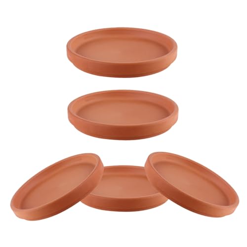EPIGEIST 5 Stück Terrakotta Blumentopf Untersetzer Pflanztopf Wasserablauf Schale Pflanztopf Ablageplatte rutschfest für Garten und Innenbereich von EPIGEIST