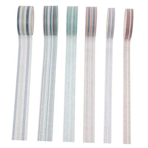 EPIGEIST 6 Rollen Washi Tape Langlebiges Papierklebeband mit Streifenmuster Dekoratives Masking Tape für Scrapbooking DIY Basteln Notizbuchgestaltung Einfache Anwendung Rückstandsfrei von EPIGEIST