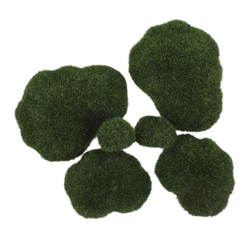 EPIGEIST 6 Stück Teiliges Künstliche Moossteine mit Realistischen Moosstrukturen Dekorative Künstliche Steine für DIY Miniaturlandschaften Feengärten und Terrarien Naturgetreue von EPIGEIST