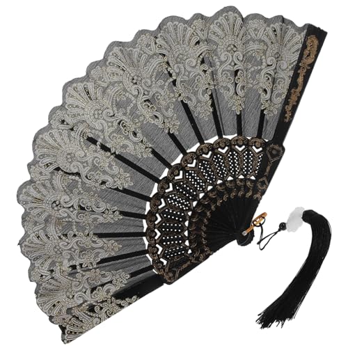 EPIGEIST Alter Stil Gold Hot Fan Faltlüfter falten Spitze Handventilator faltbar Seide Handfächer Tragbarer Klappventilator Faltfächer im chinesischen Stil Metall Schwarz EPIGEIST Alter Stil Gold Hot Fan Faltlüfter falten Spitze Handventilator faltbar Seide Handfächer Tragbarer Klappventilator Faltfächer im chinesischen Stil Metall Schwarz von EPIGEIST