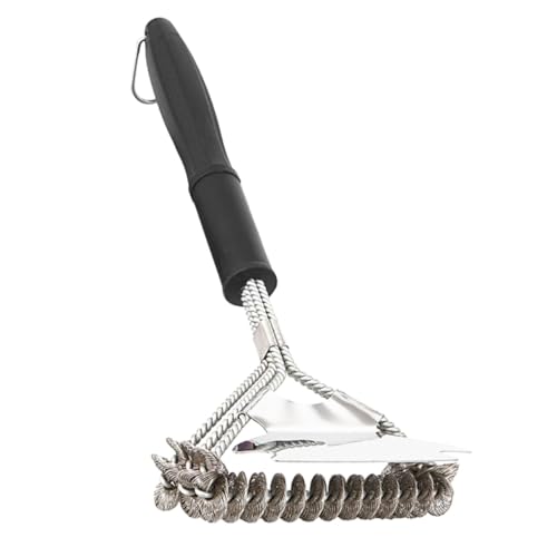 EPIGEIST BBQ Grillbürste Edelstahl mit Schaber und Federkopf Multifunktionale Outdoor Reinigungsbürste Ergonomischer Griff Langlebig für Gasgrill Holzkohlegrill von EPIGEIST