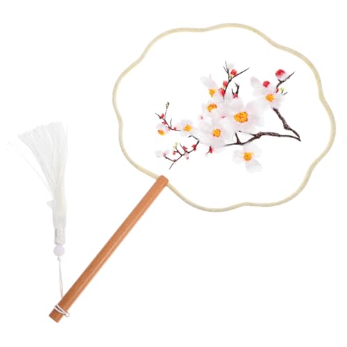 EPIGEIST Chinesischer Seidenstickerei Handfächer mit Quaste Zarter Halbtransparenter Sommer Handventilator für Damen Traditionelle Runde Tanz und Performance Doppelseitiges Vintage Motiv EPIGEIST Chinesischer Seidenstickerei Handfächer mit Quaste Zarter Halbtransparenter Sommer Handventilator für Damen Traditionelle Runde Tanz und Performance Doppelseitiges Vintage Motiv von EPIGEIST