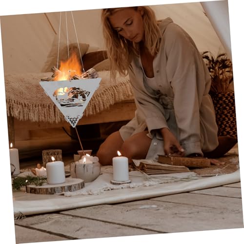 EPIGEIST Dreieckiger Edelstahl Campinggrill mit Tragbarem Feuerkorb Robustem Stahlseil Hitzebeständigem Design für Grillen und Outdoor Beleuchtung Leicht zu Transportieren Lagern von EPIGEIST
