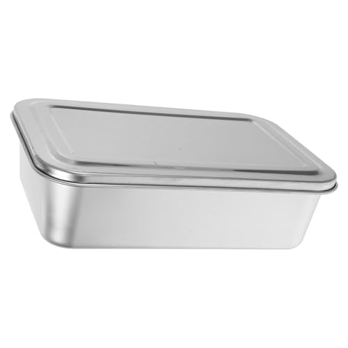 EPIGEIST Edelstahl Backform mit Deckel Rechteckig für Tiramisu Kuchen und Lasagne Vielseitige Auflaufform mit Polierter Oberfläche zum Backen Lagern und Transportieren von EPIGEIST