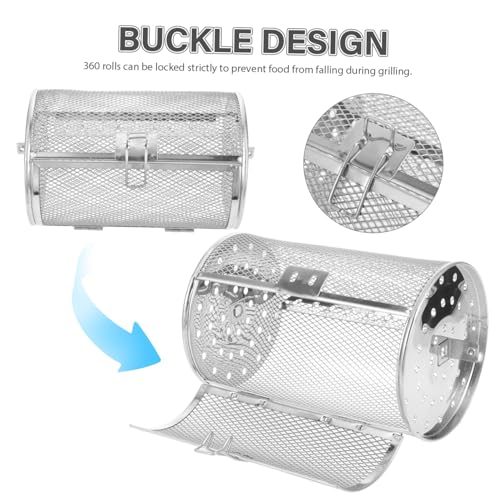 EPIGEIST Edelstahl Drehbarer Grillkorb für Gemüse und Nüsse Vielseitig Einsetzbar für Backofen und Grill Robustes Bbq zubehör Einfach Montierbar für Familien und Restaurantgebrauch von EPIGEIST
