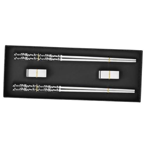 EPIGEIST Edelstahl Essstäbchen Set mit Muster Rutschfest Langlebig Inklusive Robustem Wiederverwendbarem Stäbchenhalter Komfortabel Poliert als Tägliches Accessoire für Anfänger und von EPIGEIST