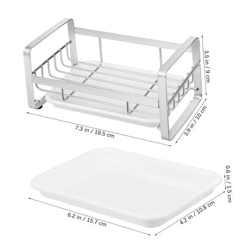EPIGEIST Edelstahl Schwammhalter Spülbecken Organizer mit Abnehmbarem Abtropfblech Kompakter Stabiler Küchenspüle Aufbewahrungskorb für Spülmittel und Küchenutensilien Platzsparend und von EPIGEIST