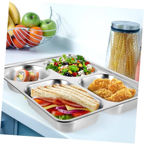 EPIGEIST Edelstahl Trennplatte mit Fächern Tiefes Material Langlebig und Wiederverwendbar Vielseitiges Essgeschirr für Camping Schule und Picknick Praktische Lebensmittelaufteilung von EPIGEIST