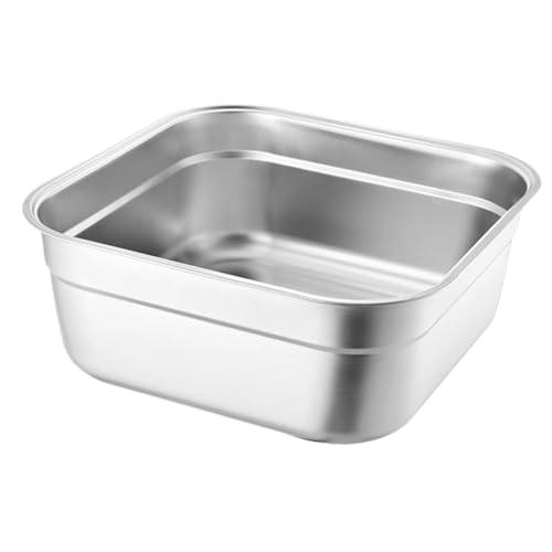 EPIGEIST Edelstahl Waschbecken Großes Fassungsvermögen Multifunktionaler Quadratischer Spülbecken für Gemüse Waschen und Suppen Zubereitung Buffet Snack Tablett Küchenschale von EPIGEIST