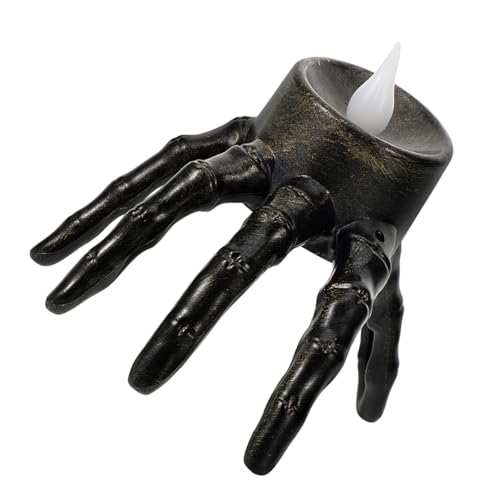 EPIGEIST Flammenlose Halloween Handkerze Schädelhand Teelicht Kerzenlicht Sichere LED Deko für Halloween Party Vielseitig Einsetzbar als Tisch und Raumdekoration Batteriebetrieben von EPIGEIST