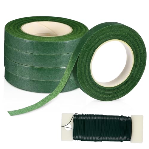 EPIGEIST Floristendraht und Klebeband Tiefgrünes Floristenband Flexibler Blumendraht Strapazierfähig und Dehnbar für DIY Blumenarrangements und Blumendekorationen von EPIGEIST