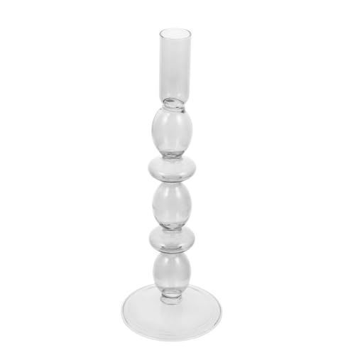 EPIGEIST Glas Kerzenhalter Transparent Eleganter Stabkerzenhalter mit Doppelkreis Design für Wohnzimmertisch Hochzeit und Home Dekoration Stabiler Stand und Stilvolle Atmosphäre von EPIGEIST