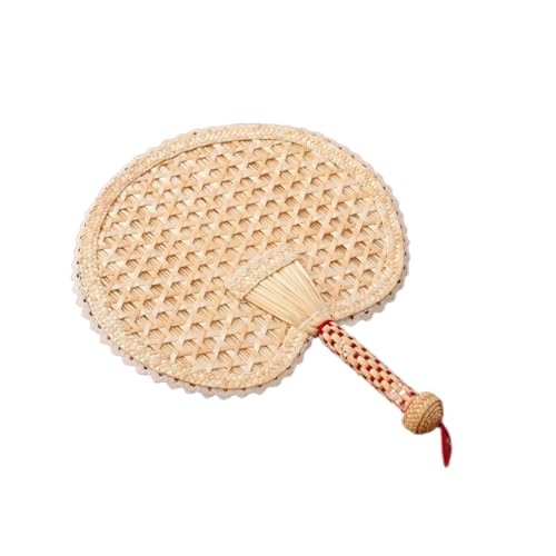 EPIGEIST Handgemachter Runder Gestrickter Cattail Leaf Fächer Tragbarer Handgefertigter Sommerkühlventilator Eleganter Leichter Bambusduft Fächer für Strand Party und Alltag von EPIGEIST