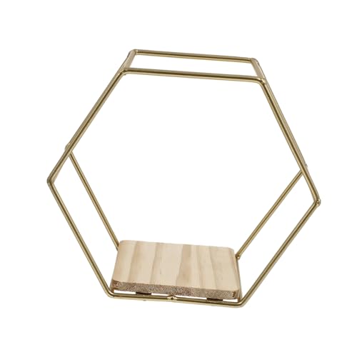 EPIGEIST Hexagonales Wandregal aus Metall mit Holzablage Dekoratives Schwebendes Lagerregal für Wohnzimmer Schlafzimmer Büro Wandhängendes Sechseck Wandornament Multifunktionaler von EPIGEIST
