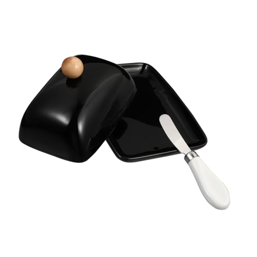 EPIGEIST Keramik Butterdose mit Deckel Schwarz Butterbehälter mit Schneide für Butteraufbewahrung und Servieren Luftdicht Staubgeschützt Geeignet für Haushalt und Küche EPIGEIST Keramik Butterdose mit Deckel Schwarz Butterbehälter mit Schneide für Butteraufbewahrung und Servieren Luftdicht Staubgeschützt Geeignet für Haushalt und Küche von EPIGEIST