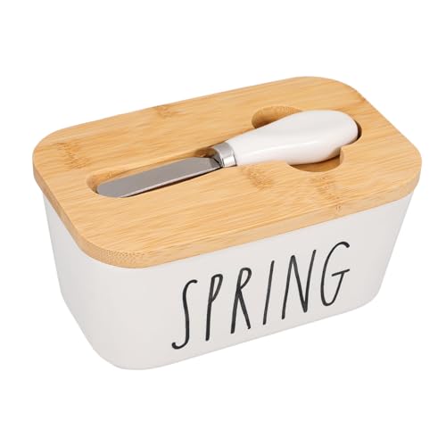 EPIGEIST Keramik Butterdose mit Deckel und Buttermesser Küchen Butterbehälter für Butter und Desserts Langlebig Kompakt Vielseitig Einsetzbar für Haushalt Party Restaurant Modernes Design von EPIGEIST