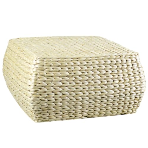 EPIGEIST Kleiner Quadratischer Fußhocker aus Geflochtenem Rattan Multifunktionaler Sitzhocker mit Rutschfestem Boden als Schuhwechselbank für Wohnzimmer und Flur von EPIGEIST