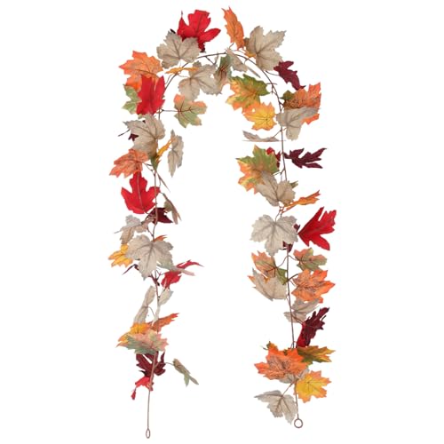 EPIGEIST Künstliche Ahornblatt Girlande Herbstdeko mit Realistischen Blättern für Drinnen Vielseitige Herbstdekoration zu Erntedankfest Halloween Hochzeit und Party von EPIGEIST