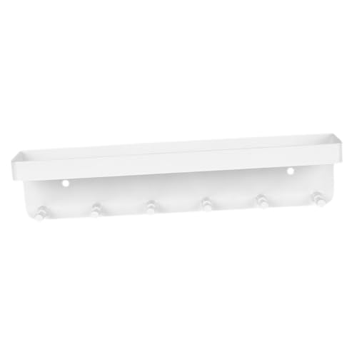 EPIGEIST Metall Schlüsselhalter Wand mit Ablage und Haken Wandorganizer für Schlüssel Hundeleinen Post Multifunktionale Wandhalterung für Flur Büro Weiß von EPIGEIST
