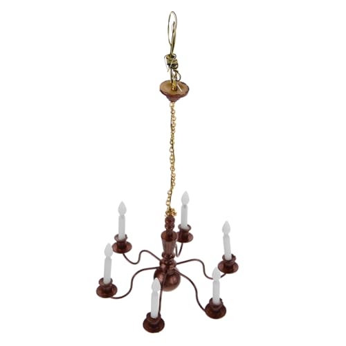 EPIGEIST Miniatur Deckenlampe Metall Mini Kronleuchter Weißes Licht Puppenhaus Dekoration Möbel Ornament DIY Mini Haus Beleuchtung Zubehör für Wohnzimmer und Landschaft von EPIGEIST