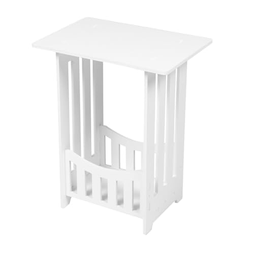 EPIGEIST Kleiner Nachtisch Beistelltisch Für Schlafzimmer Und Wohnzimmer Minimalistischer Hohl-Bett Sofatisch Weißer Stabiler Wohnzimmertisch Mit Viel Stauraum Für Kleine Zuhause von EPIGEIST