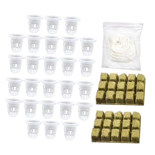 EPIGEIST Soilless Culture Kit mit Steinwolle Grow Cubes und Mesh Cups für Hydroponik Aquaponik Wasser und Luftdurchlässig Geeignet für Orchideen Tomaten Paprika für DIY Indoor Gewächshaus von EPIGEIST