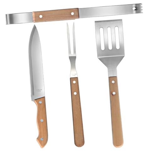 EPIGEIST Teiliges Edelstahl Grillbesteck Set mit Ergonomischen Buchenholzgriffen Leichtes BBQ Werkzeugset für Camping und Picknick rutschfest und Langlebig Mit Grillgabel Spatel Messer und von EPIGEIST