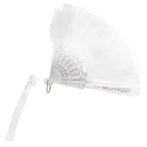 EPIGEIST Vintage Spitzen-federfächer Faltbarer Handfächer Damen mit Dekorativer Spitze für Hochzeit Party Tanz und Fotografie Eleganter Weißer Plume Fan als Stilvolles Cosplay-accessoire von EPIGEIST