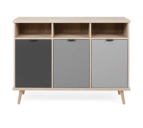 EPIK Sideboard Eiche Endgrain und grau | Kommode 120 x 88 cm mit Füße in Eiche Endgrain massiv von EPIK