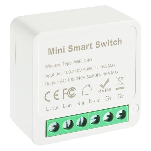 EPLZON 1 Weg Smart Lichtschalter Modul, Mini DIY WLAN Smart Module Passt hinter Wandschalter, Kompatibel mit Tuya App, Alexa, Google Assistant, Neutralleiter Erforderlich (1 Stück) von EPLZON