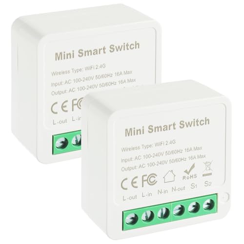 EPLZON 1 Weg Smart Lichtschalter Modul, Mini DIY WLAN Smart Module Passt hinter Wandschalter, Kompatibel mit Tuya App, Alexa, Google Assistant, Neutralleiter Erforderlich (2 Stück) von EPLZON