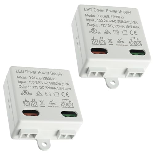EPLZON 12V/DC 10W Mini LED Transformator LED Trafo Mini 12V/DC für 12V LED Leuchten und Stripes Klein und Flach Ohne Mindestlastanforderungen (Packung mit 2 Stück) von EPLZON
