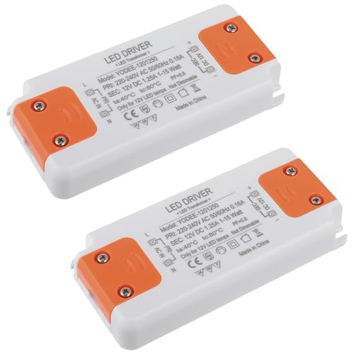 EPLZON 12V 15W LED Transformator LED Niedervolttrafo Kein Rauschen LED Treiber Netzteil für G4 MR16 MR11 GU4 GU5.3 LED Lampen(Packung mit 2 Stück) von EPLZON