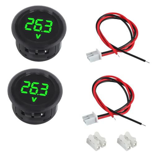 EPLZON 2 Pieces Digital Voltmeter DC 4-100 V, 2 Wires 3 Digit Voltmeter Detector LED Display for Car/Motorcycle/Truck/SUV/ATV/Marine (Grün) von EPLZON