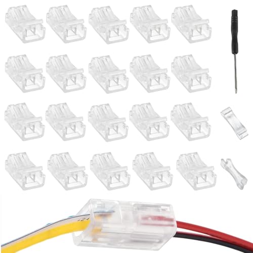 EPLZON 2 Polig 10mm LED Streifen Verbinder LED lötfrei Streifenverbinder 2Pin Verbindungskabel Verbinder für SMD 5050/3528 LED Streifen mit Schraubendreher(20Stück) von EPLZON